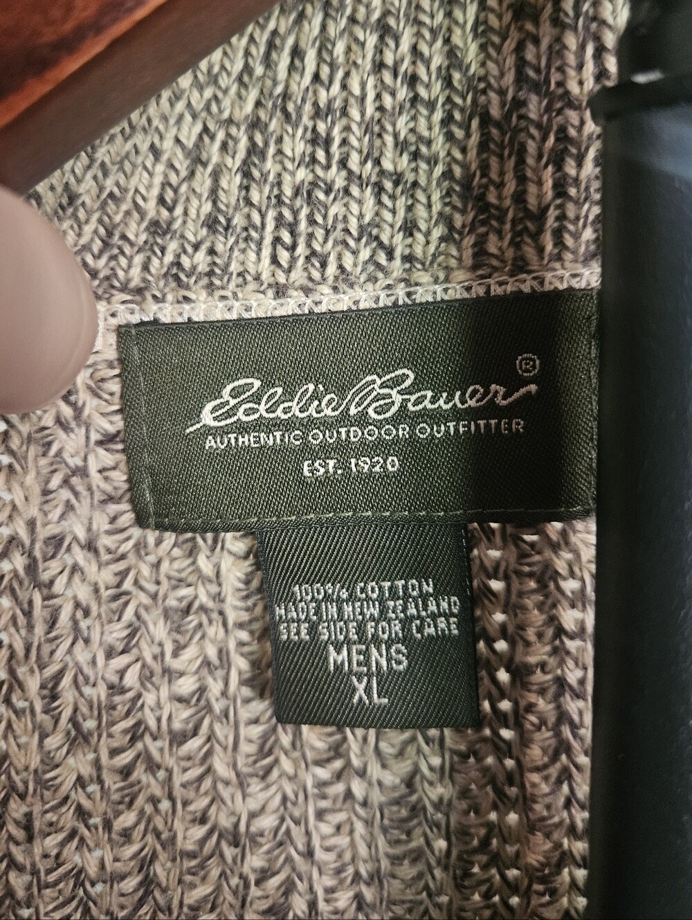 Men's Eddie Bauer Tan Quarter-Zip Knit Sweater Size XL - Picture 5 of 9